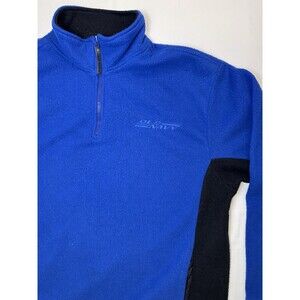 Vintage Old Navy Quarter 1/4 Zip Men's Size XL Blue Fleece Sweater Logo Spellout